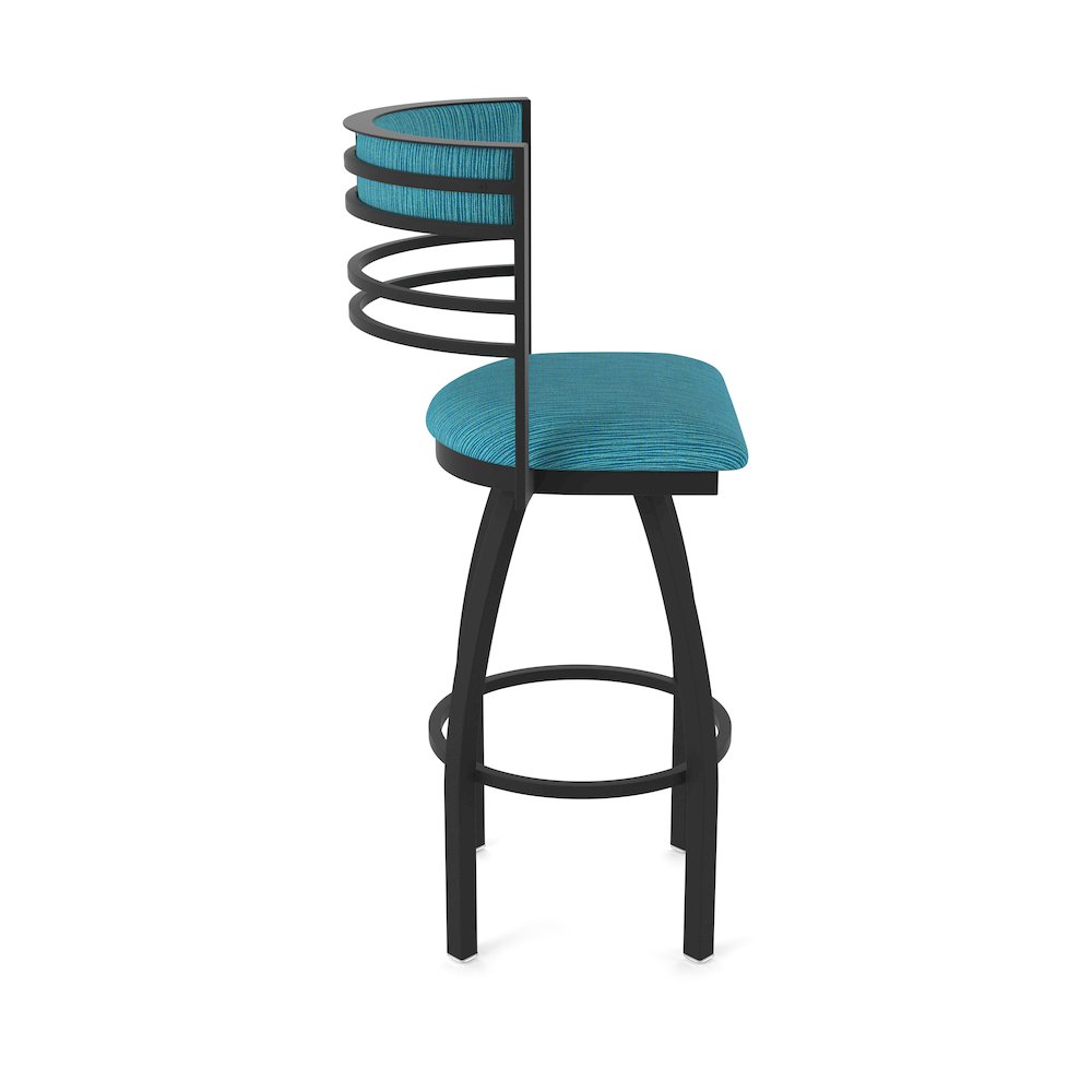 Swivel Bar Stool with Black Wrinkle Finish and Graph Tidal Seat and Back