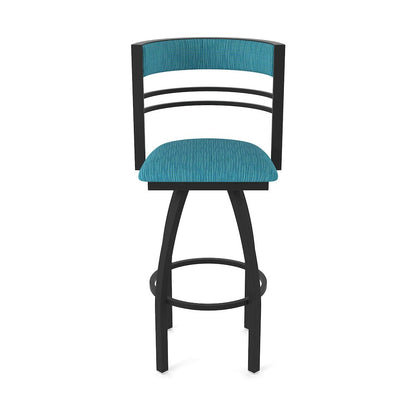 Swivel Bar Stool with Black Wrinkle Finish and Graph Tidal Seat and Back