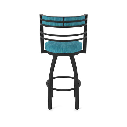 Swivel Bar Stool with Black Wrinkle Finish and Graph Tidal Seat and Back