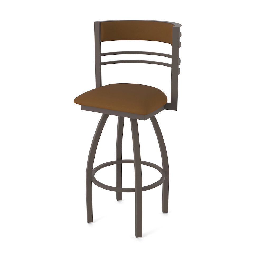 Swivel Bar Stool with Bronze Finish and Canter Thatch Seat and Back