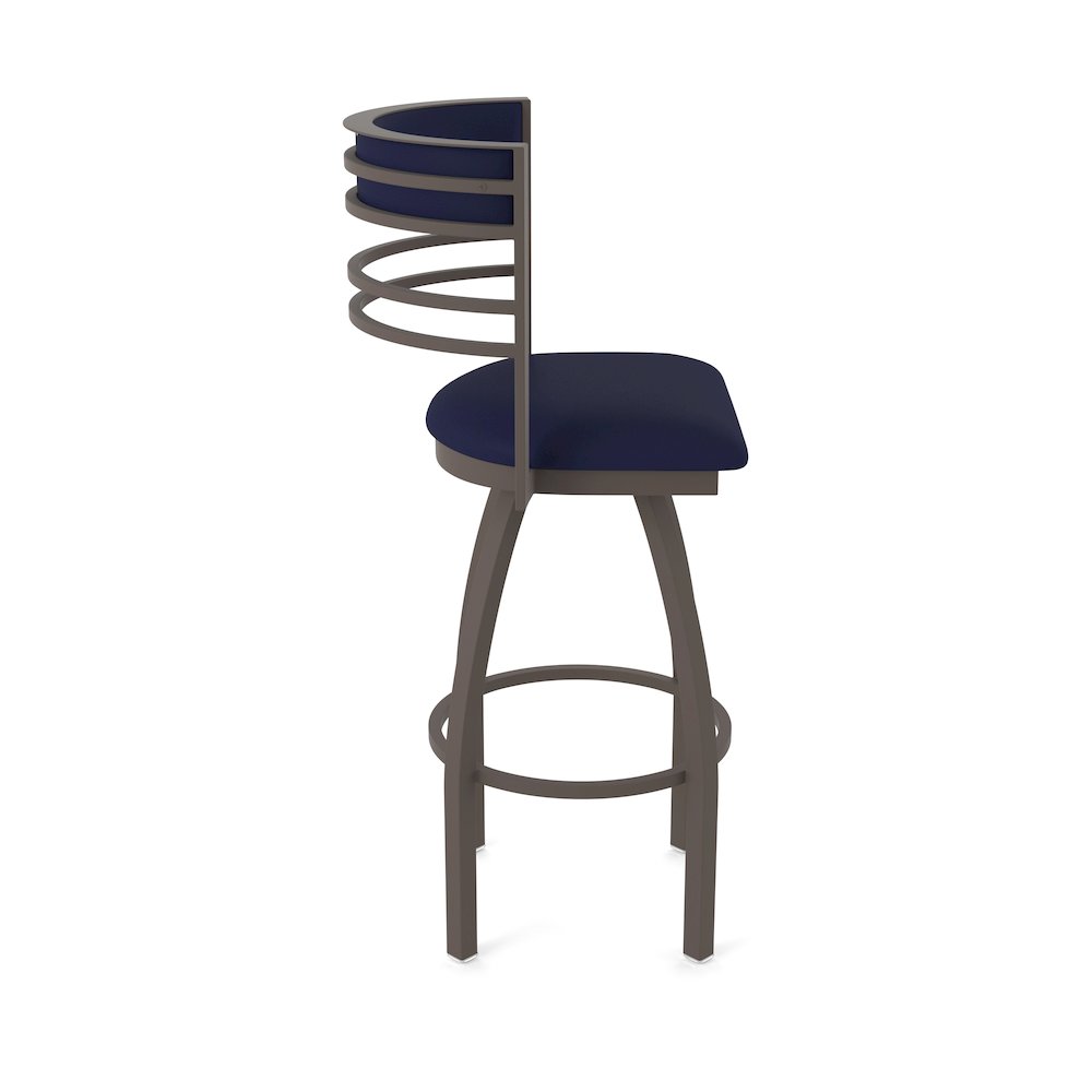 Swivel Bar Stool with Bronze Finish and Canter Twilight Seat and Back