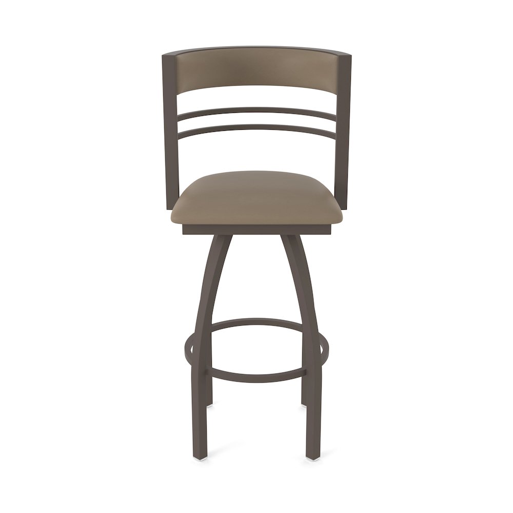 Swivel Bar Stool with Bronze Finish and Canter Earth Seat and Back