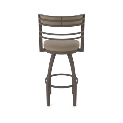 Swivel Bar Stool with Bronze Finish and Canter Earth Seat and Back