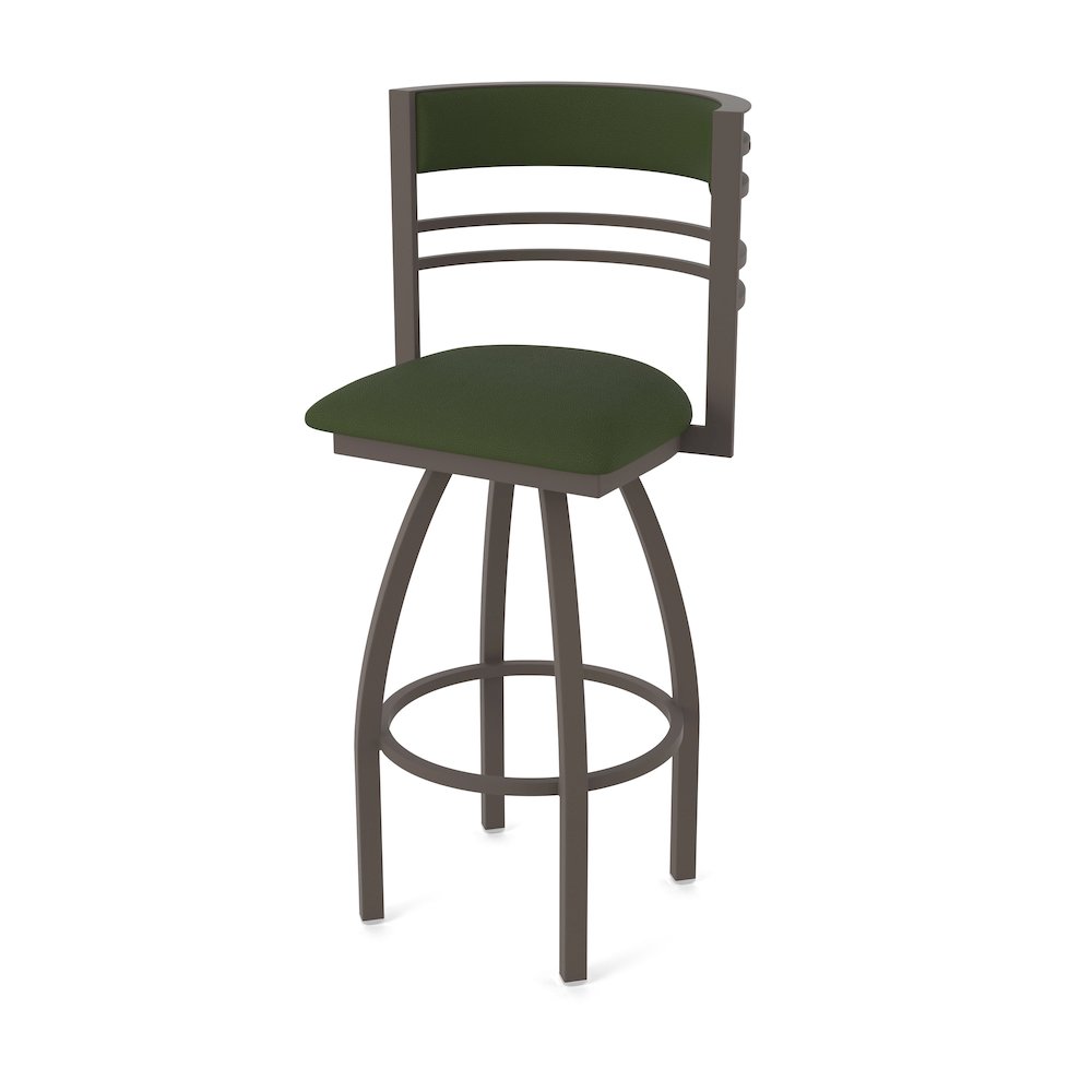 Swivel Bar Stool with Bronze Finish and Canter Pine Seat and Back