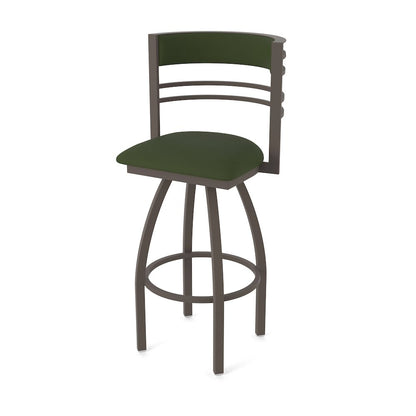 Swivel Bar Stool with Bronze Finish and Canter Pine Seat and Back