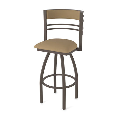 Swivel Bar Stool with Bronze Finish and Canter Sand Seat and Back