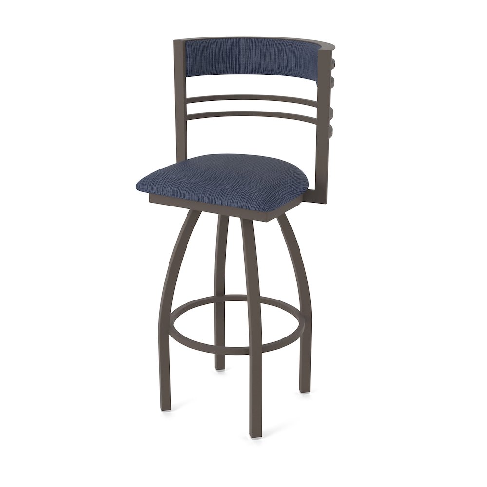 Swivel Bar Stool with Bronze Finish and Graph Anchor Seat and Back