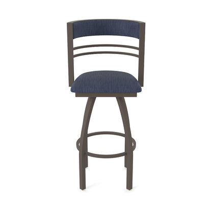 Swivel Bar Stool with Bronze Finish and Graph Anchor Seat and Back
