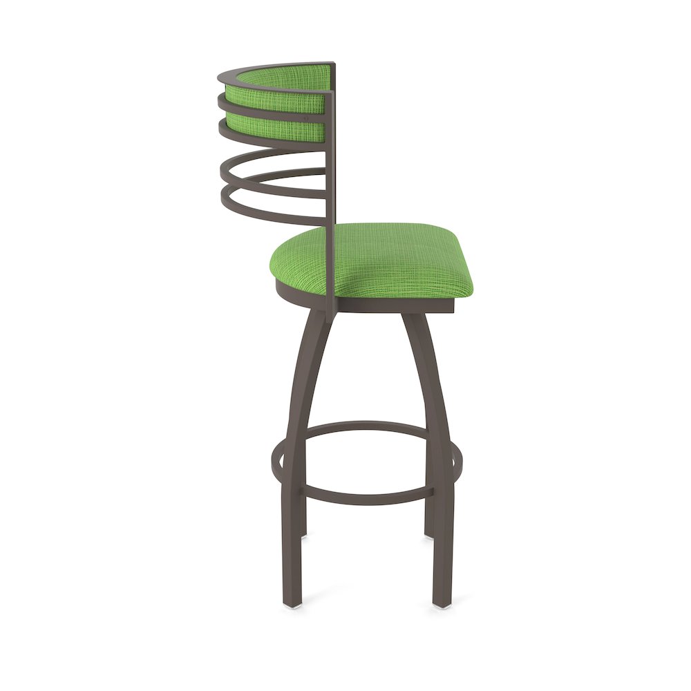 Swivel Bar Stool with Bronze Finish and Graph Parrot Seat and Back