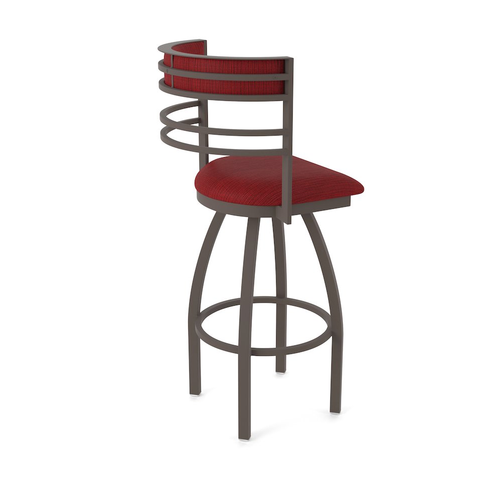 Swivel Bar Stool with Bronze Finish and Graph Ruby Seat and Back