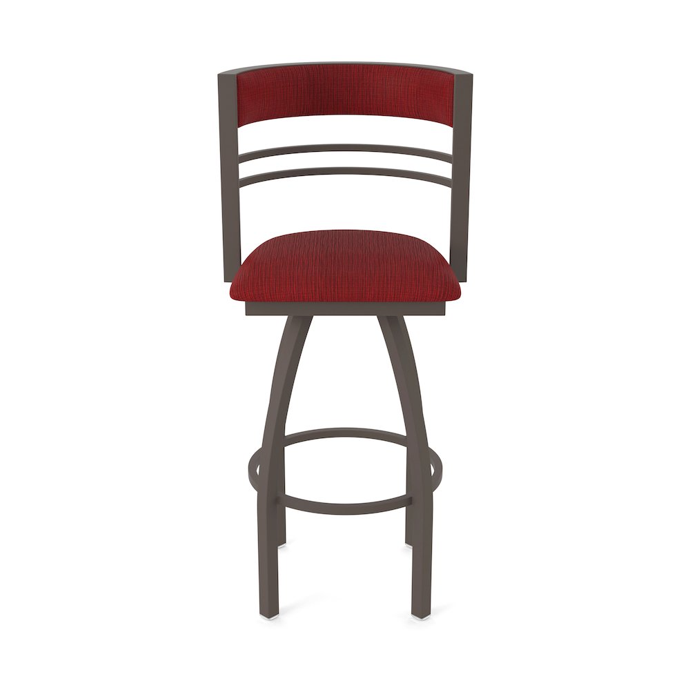 Swivel Bar Stool with Bronze Finish and Graph Ruby Seat and Back