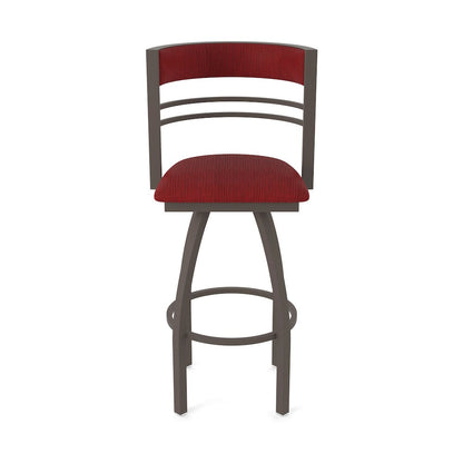 Swivel Bar Stool with Bronze Finish and Graph Ruby Seat and Back