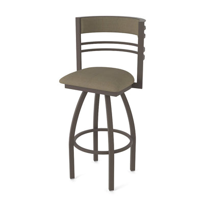 Swivel Bar Stool with Bronze Finish and Graph Cork Seat and Back