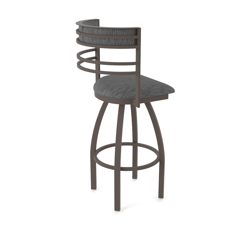 Swivel Bar Stool with Bronze Finish and Graph Coal Seat and Back