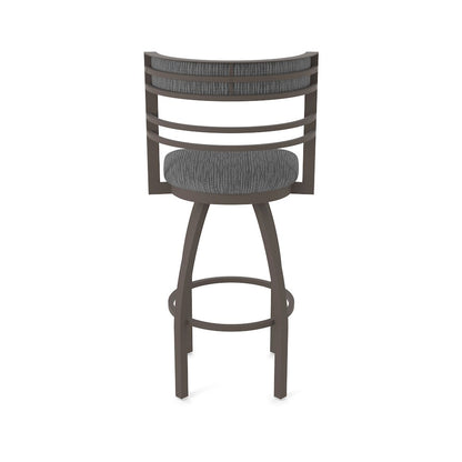 Swivel Bar Stool with Bronze Finish and Graph Coal Seat and Back