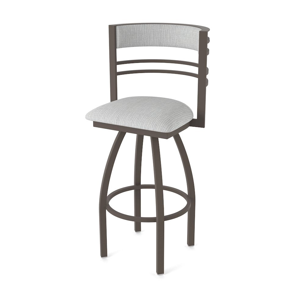 Swivel Bar Stool with Bronze Finish and Graph Alpine Seat and Back