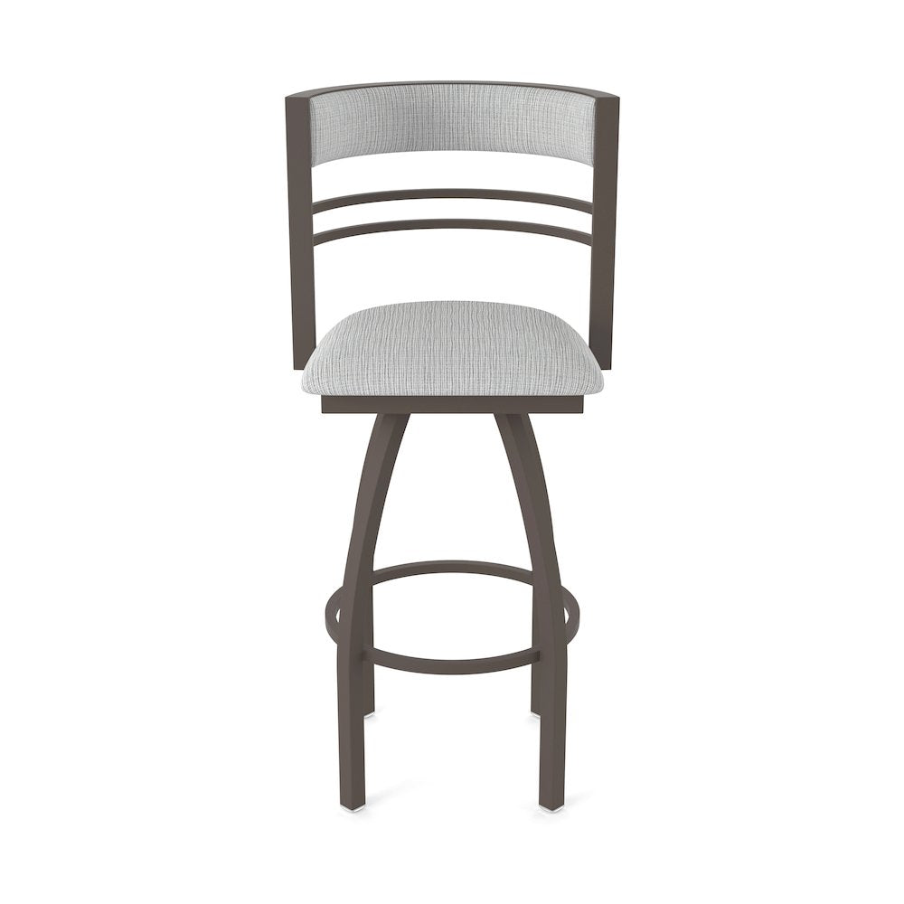 Swivel Bar Stool with Bronze Finish and Graph Alpine Seat and Back