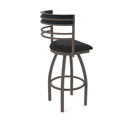 Swivel Bar Stool with Bronze Finish and Black Vinyl Seat and Back