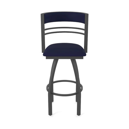 Swivel Bar Stool with Pewter Finish and Canter Twilight Seat and Back