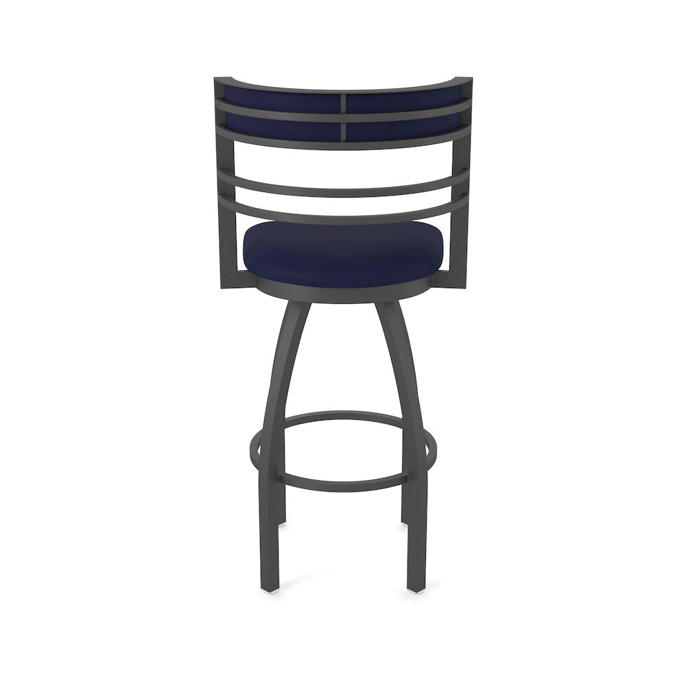 Swivel Bar Stool with Pewter Finish and Canter Twilight Seat and Back