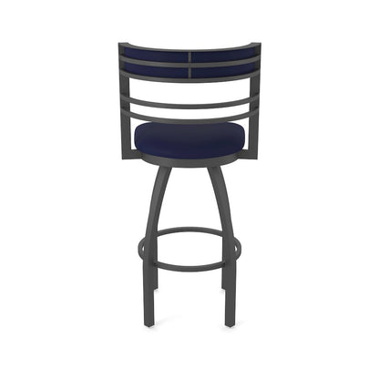 Swivel Bar Stool with Pewter Finish and Canter Twilight Seat and Back