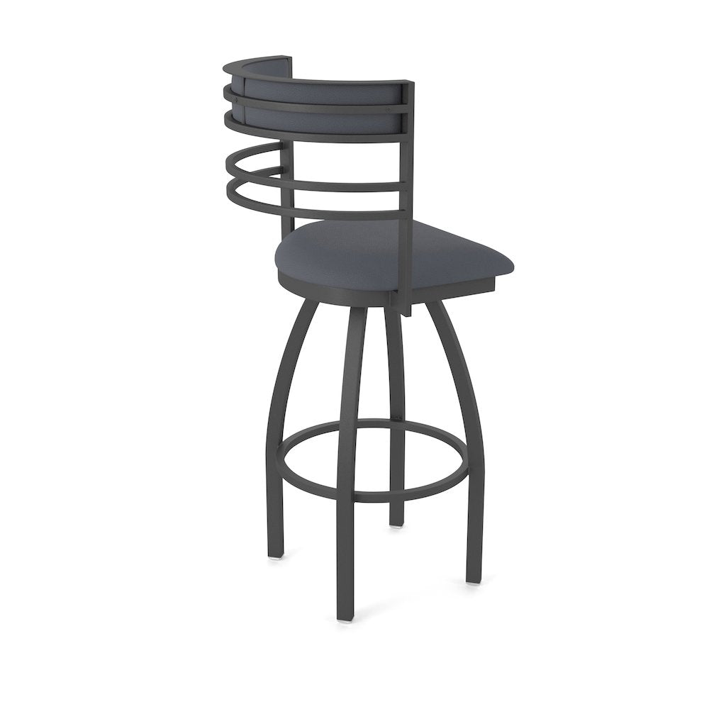 Swivel Bar Stool with Pewter Finish and Canter Storm Seat and Back