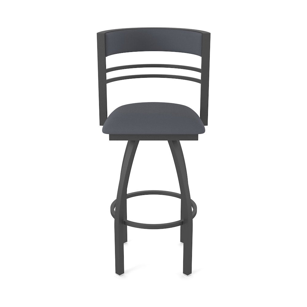 Swivel Bar Stool with Pewter Finish and Canter Storm Seat and Back
