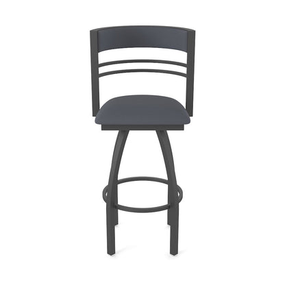 Swivel Bar Stool with Pewter Finish and Canter Storm Seat and Back