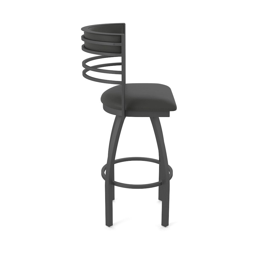 Swivel Bar Stool with Pewter Finish and Canter Iron Seat and Back
