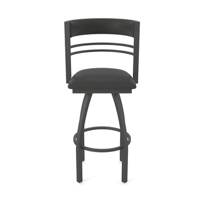 Swivel Bar Stool with Pewter Finish and Canter Iron Seat and Back