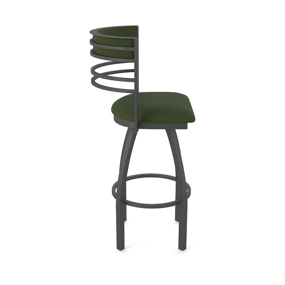 Swivel Bar Stool with Pewter Finish and Canter Pine Seat and Back