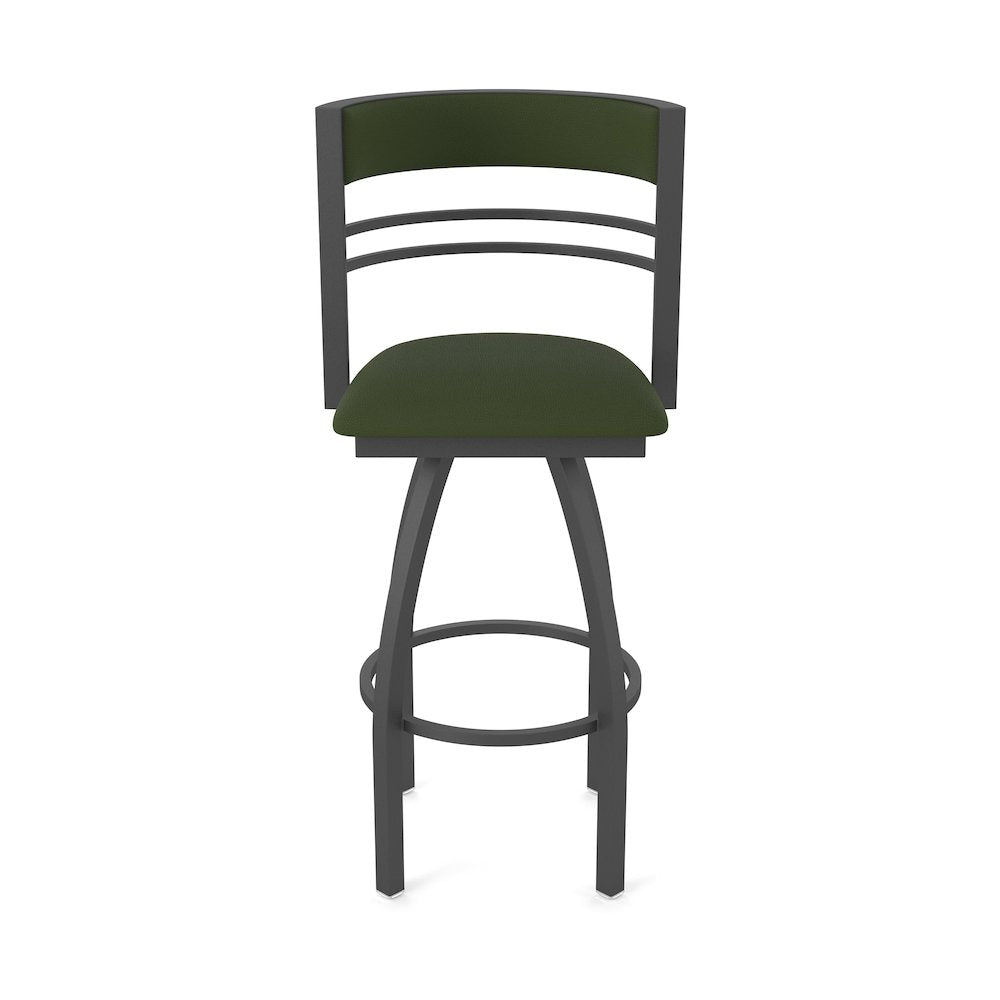 Swivel Bar Stool with Pewter Finish and Canter Pine Seat and Back
