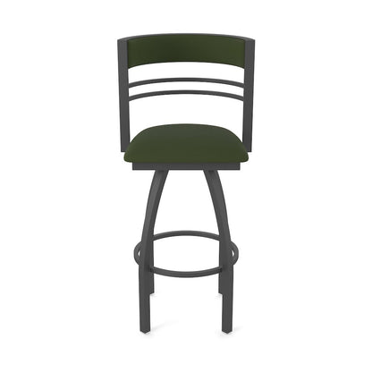 Swivel Bar Stool with Pewter Finish and Canter Pine Seat and Back