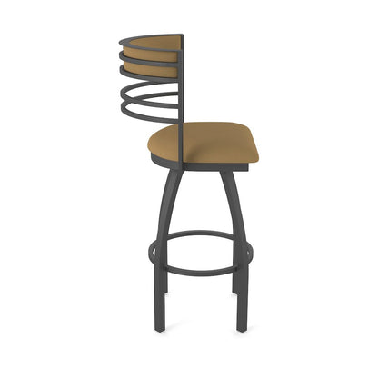 Swivel Bar Stool with Pewter Finish and Canter Saddle Seat and Back