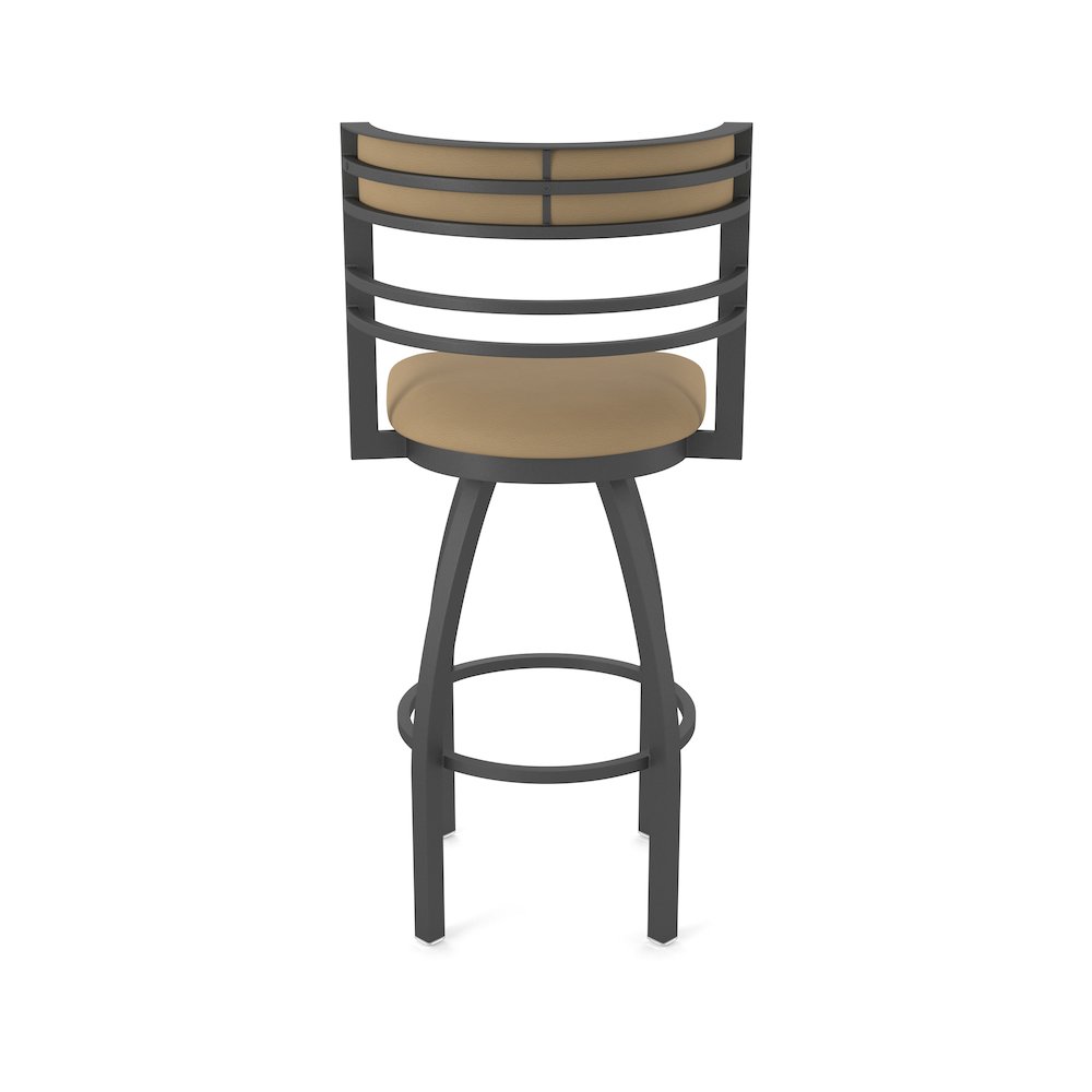 Swivel Bar Stool with Pewter Finish and Canter Sand Seat and Back