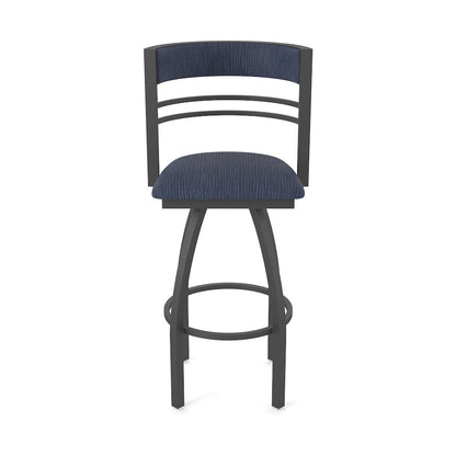 Swivel Bar Stool with Pewter Finish and Graph Anchor Seat and Back