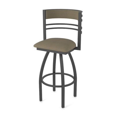 Swivel Bar Stool with Pewter Finish and Graph Cork Seat and Back