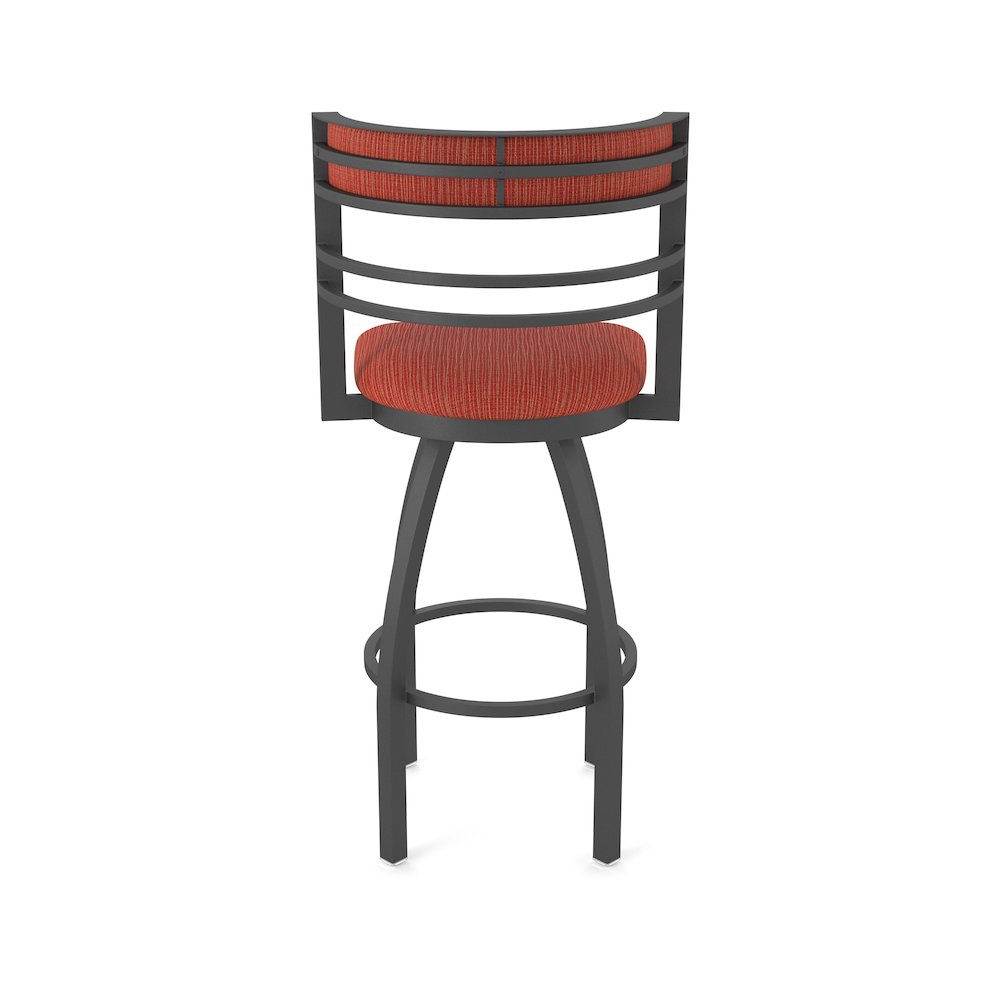 Swivel Bar Stool with Pewter Finish and Graph Poppy Seat and Back