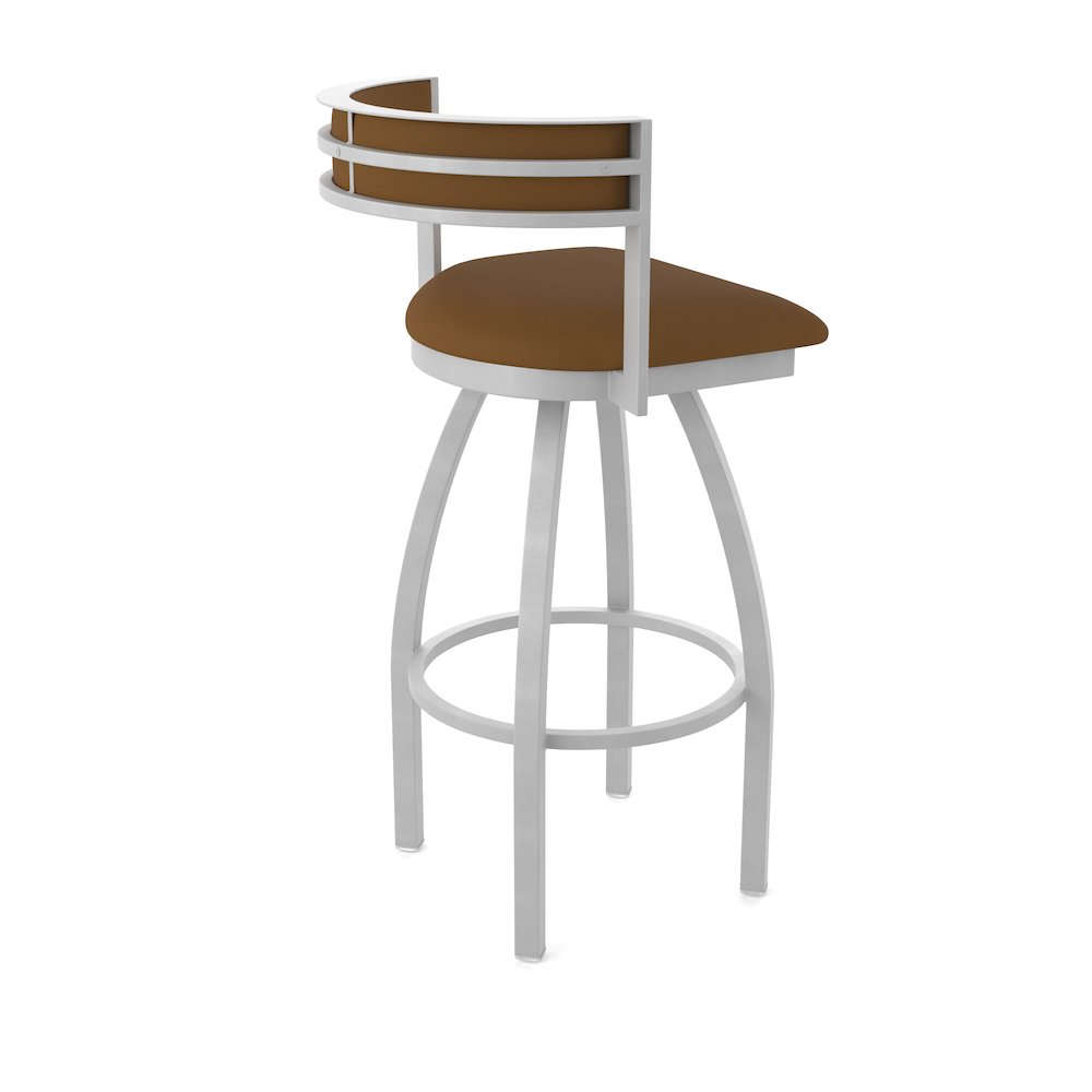 Swivel Bar Stool with Anodized Nickel Finish and Canter Thatch Seat and Back