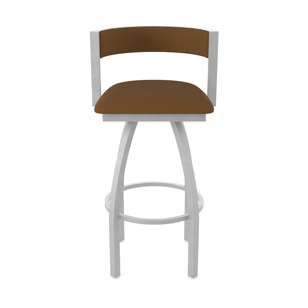 Swivel Bar Stool with Anodized Nickel Finish and Canter Thatch Seat and Back