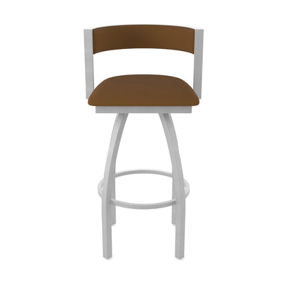 Swivel Bar Stool with Anodized Nickel Finish and Canter Thatch Seat and Back