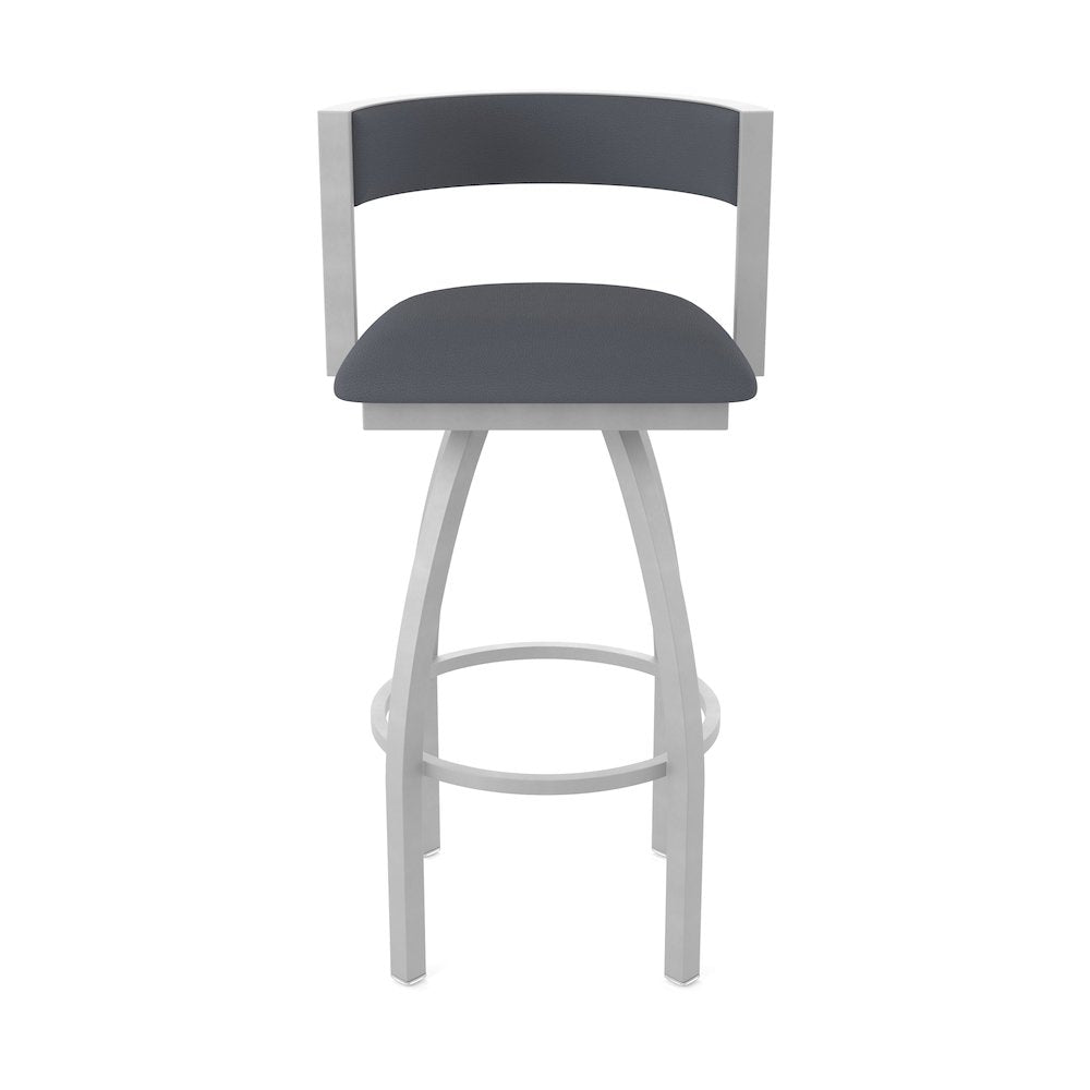 Swivel Bar Stool with Anodized Nickel Finish and Canter Storm Seat and Back