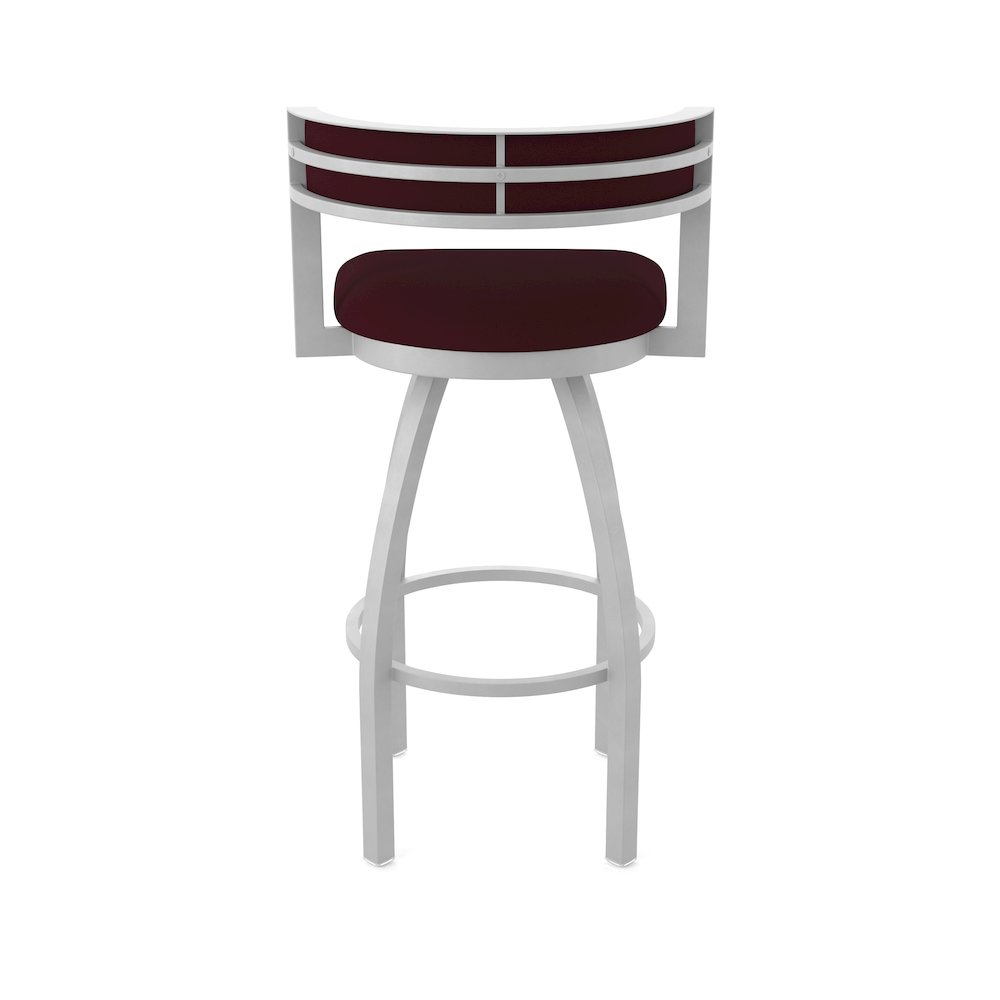 Swivel Bar Stool with Anodized Nickel Finish and Canter Bordeaux Seat and Back