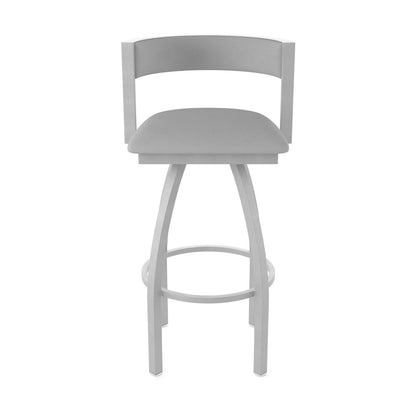 Swivel Bar Stool with Anodized Nickel Finish and Canter Folkstone Grey Seat