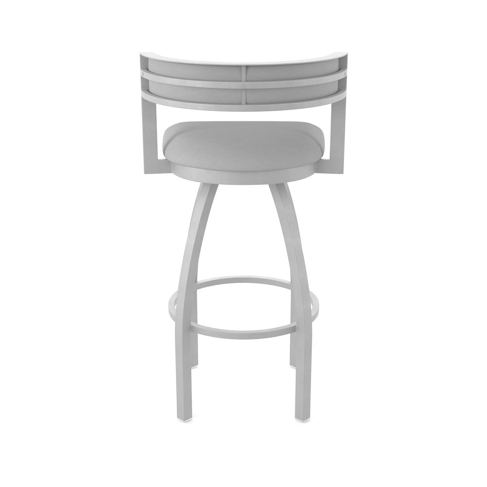 Swivel Bar Stool with Anodized Nickel Finish and Canter Folkstone Grey Seat