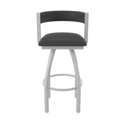 Swivel Bar Stool with Anodized Nickel Finish and Canter Iron Seat and Back