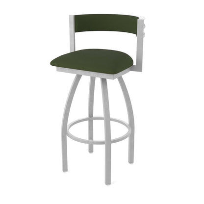 Swivel Bar Stool with Anodized Nickel Finish and Canter Pine Seat and Back