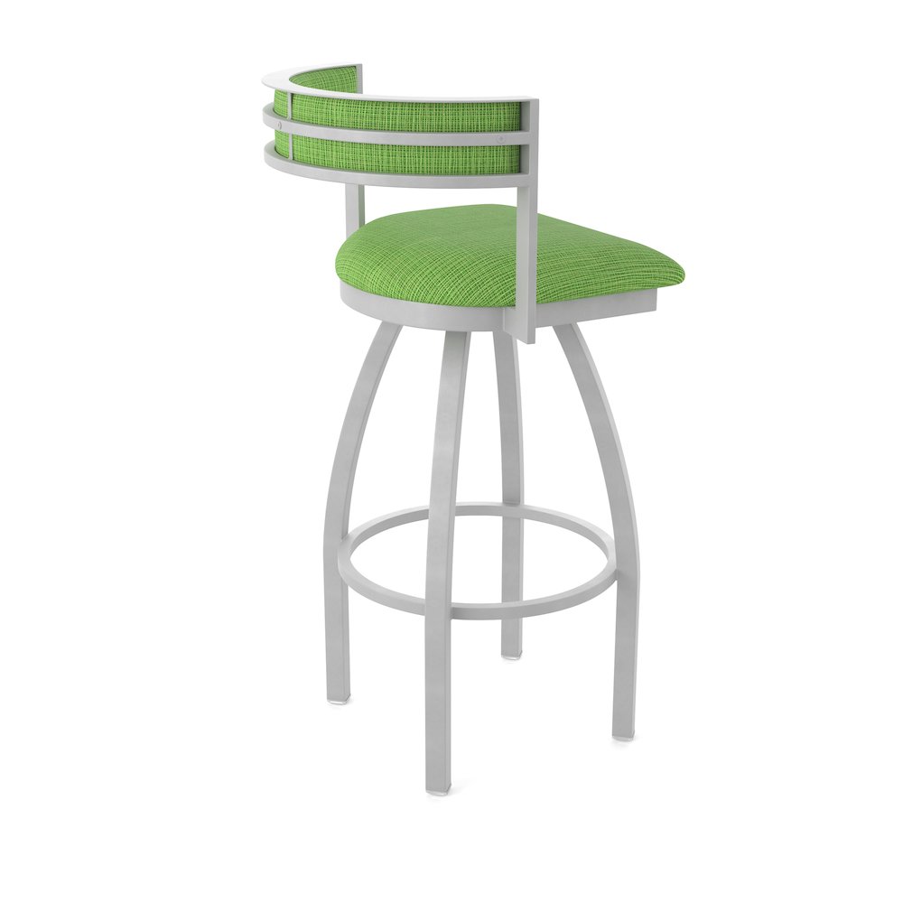 Swivel Bar Stool with Anodized Nickel Finish and Graph Parrot Seat and Back