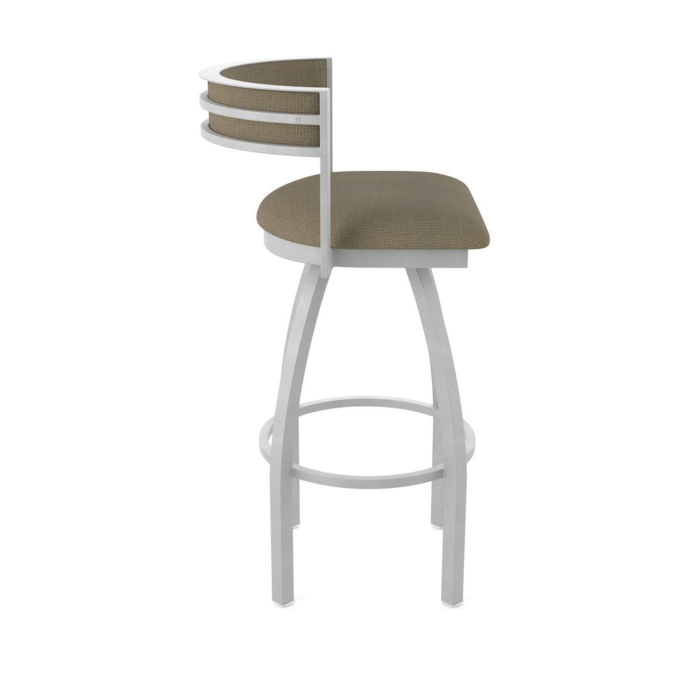 Swivel Bar Stool with Anodized Nickel Finish and Graph Cork Seat and Back
