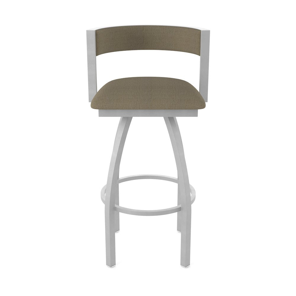 Swivel Bar Stool with Anodized Nickel Finish and Graph Cork Seat and Back